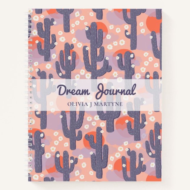 Dream Journal Modern Cactus Personalised (Front)