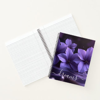 Dream Journal Purple Flowers Custom