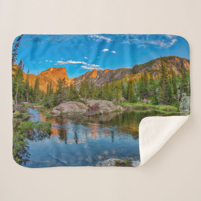 Dream Lake Landscape Sherpa Blanket (Front (Horizontal))
