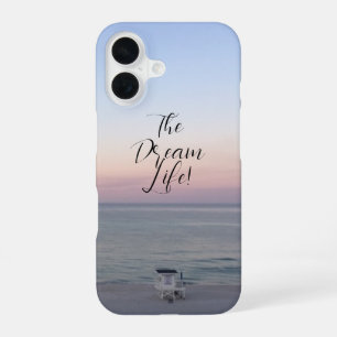 Dream Life Quote Colourful Ocean Sunrise iPhone 16 Case