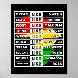 Dream Like African Leader For Men Women Black Hist Poster