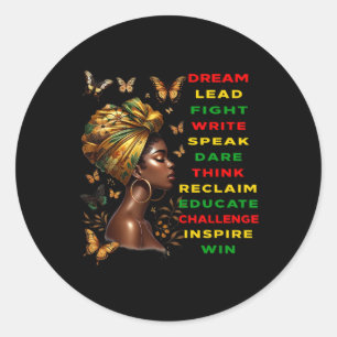 Dream Like Black Woman Martin Black History Month Classic Round Sticker