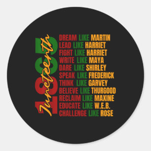 Dream Like Leaders Black History Women Men Junetee Classic Round Sticker