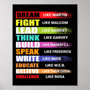 Dream Like Martin Lead Like Harriet Black History  Poster