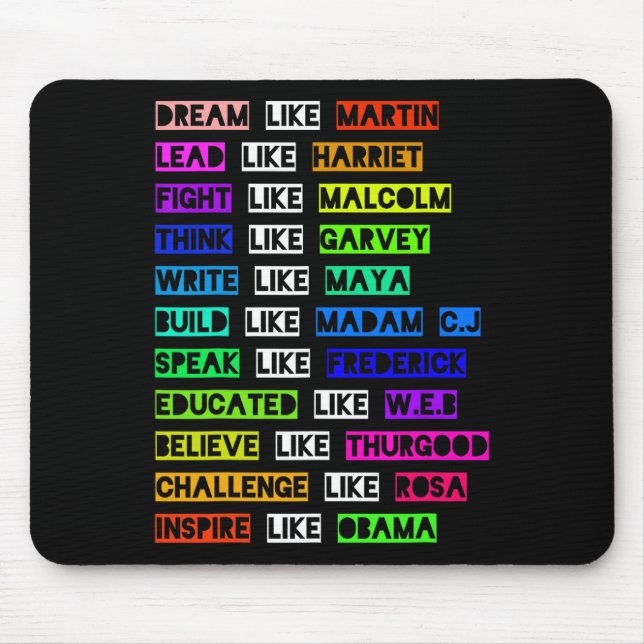 Dream Like Martin Lead Like Harriet Women Black Hi Mouse Pad (Front)