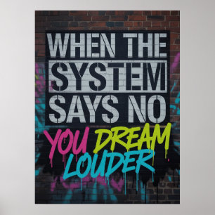 Dream Louder, Motivational Quote Urban Graffiti Poster