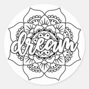 Dream Mandala Black & White Classic Round Sticker