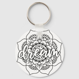 Dream Mandala Black & White Key Ring