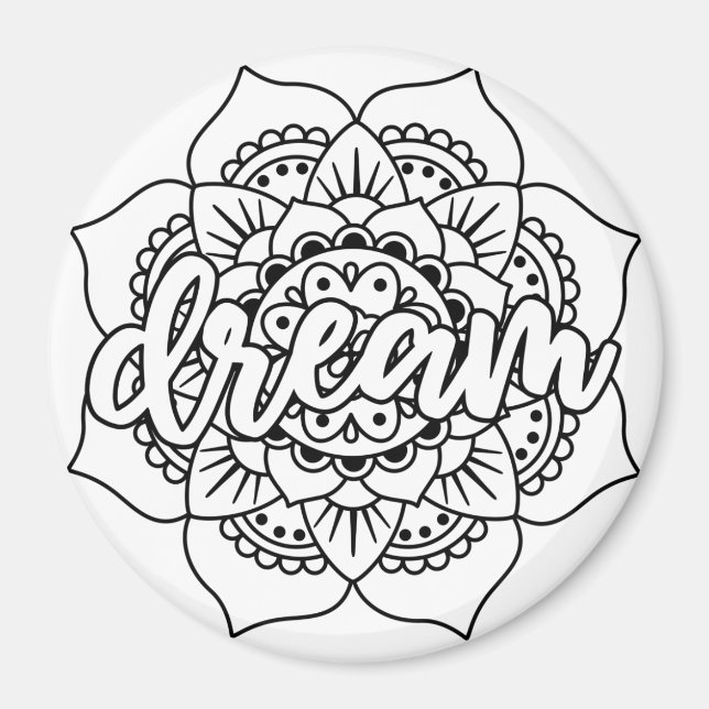 Dream Mandala Black & White Magnet (Front)