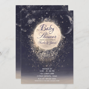 Dream Moon Magic Cosmic Sparkles Baby Shower Invitation