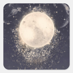 Dream Moon Magic Cosmic Sparkles Baby Shower Party Square Sticker