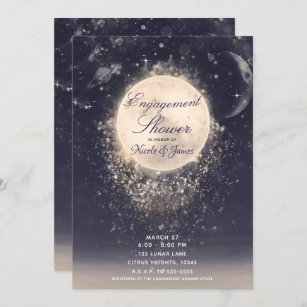Dream Moon Magic Cosmic Sparkles Engagement Shower Invitation