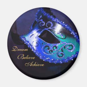 Dream Motivational Masquerade Mask Blue Magnet