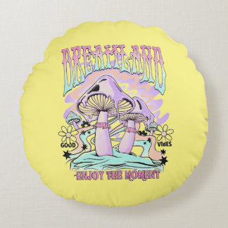 Dream Mushroom, Psychedelic Mushroom Round Cushion