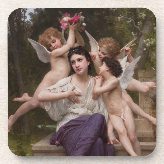 Dream of Spring, Rêve de Printemps by Bouguereau Coaster (Front)