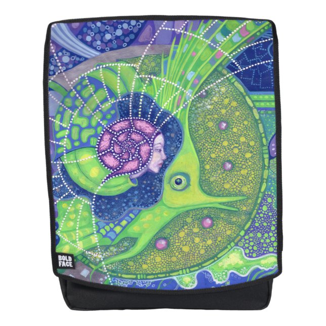 Dream of the full moon, surrealism mermaid fantasy backpack (Front)