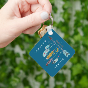 Dream On Boho Tribal Native Custom Tribe/Name Key Ring
