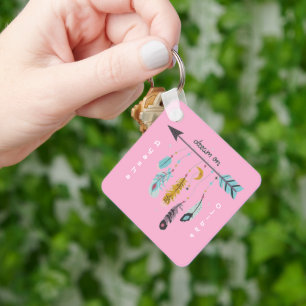 Dream On Boho Tribal Native Custom Tribe/Name Key Ring