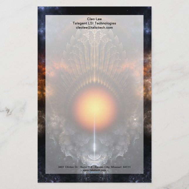 Dream Orb Fractal Art Stationery With Border (Front)