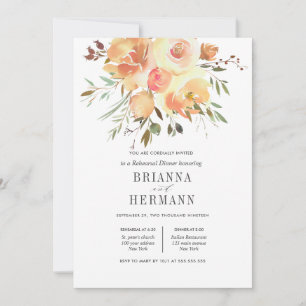 Dream Peach   Flowers Wedding  Rehearsal Dinner Invitation