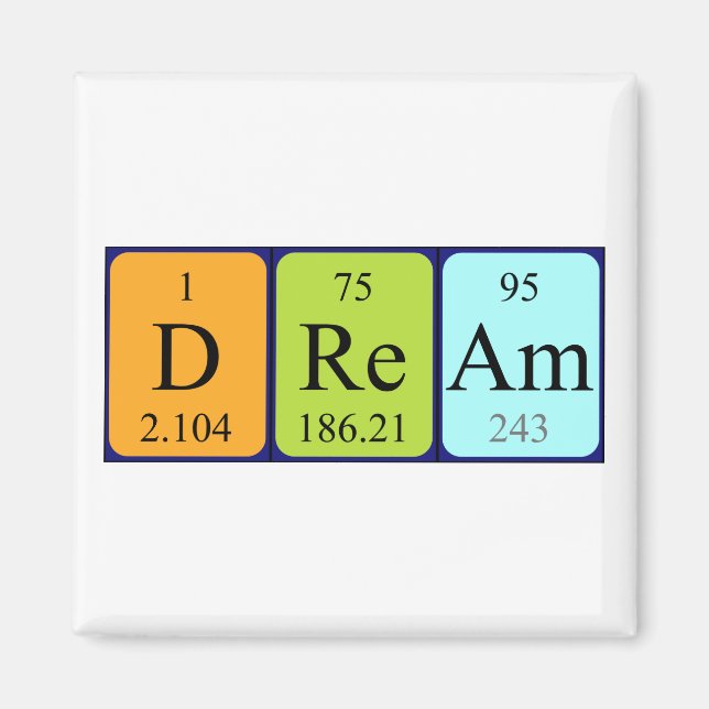 Dream periodic table name magnet (Front)