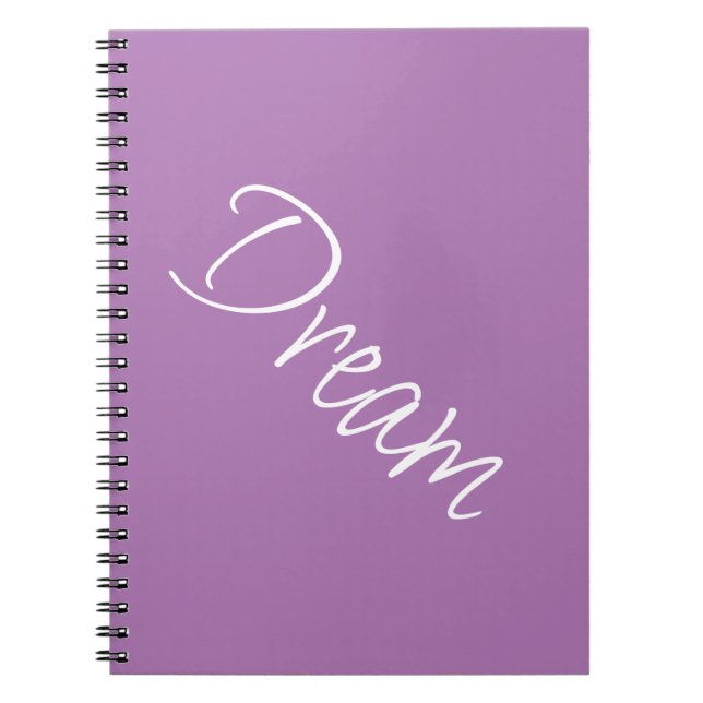 "Dream" Phrase Lavender Purple Background Notebook (Front)