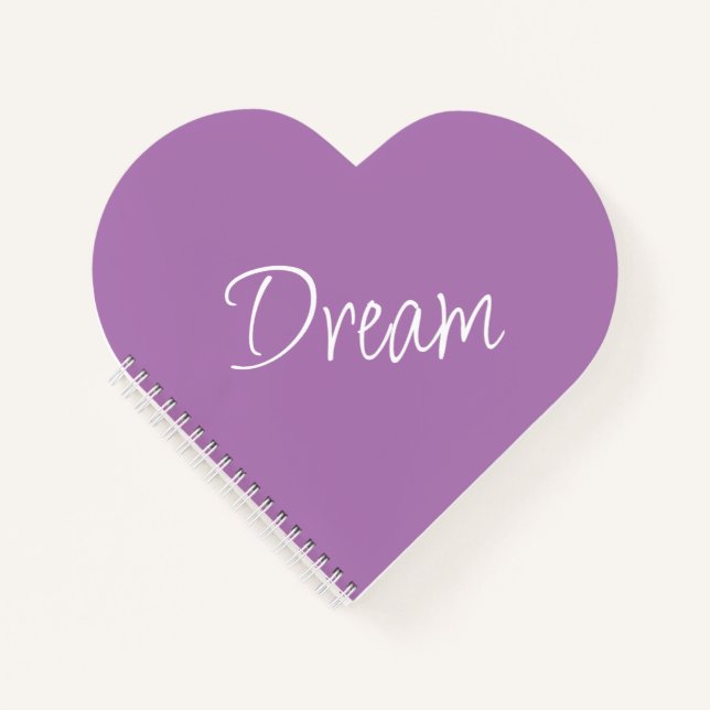 "Dream" Phrase Lavender Purple Background Notebook (Front)