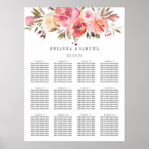 Dream Pink Floral Wedding Seating Chart