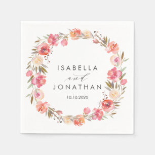 Dream Pink Flowers Rustic wedding Personalised Napkin