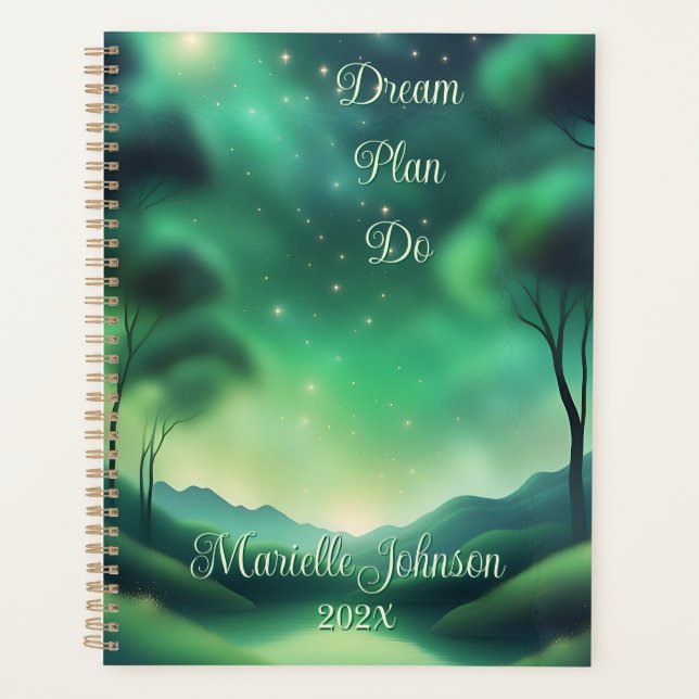 Dream, Plan, Do 12-Month Planner in Green (Front)