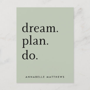 Dream Plan Do Modern Minimalistic Sage Green Postcard