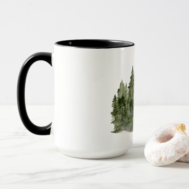 Dream Plan Do Watercolor Forest Mug (With Donut)