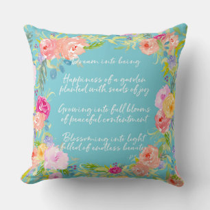 Dream Poem Watercolor Floral Cushion