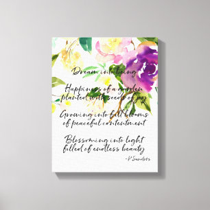 Dream Poem Watercolor Purple Floral Canvas Print