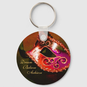 Dream Red Masquerade Mask Inspirational Keychain