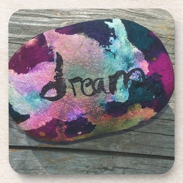 Dream Rock I painted with alcohol and India ink. Coaster (Front)
