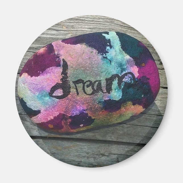 Dream Rock I painted with alcohol and India ink. Magnet (Front)