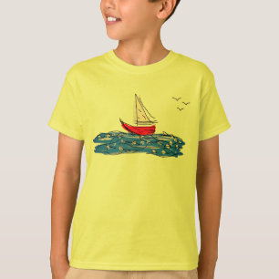 Dream Sail Live Sea Boat Seagulls Sketch Tank Top