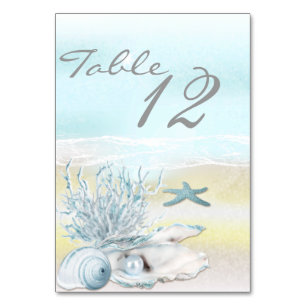 Dream Shore Beach Baby Blue Wedding Table Card