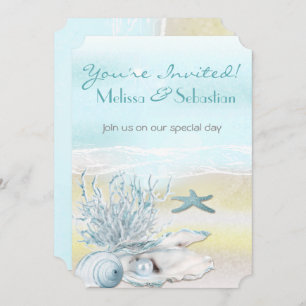 Dream Shore Beach Blue Wedding Invite