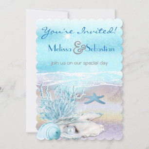 Dream Shore Beach Dk Teal Wedding Invite