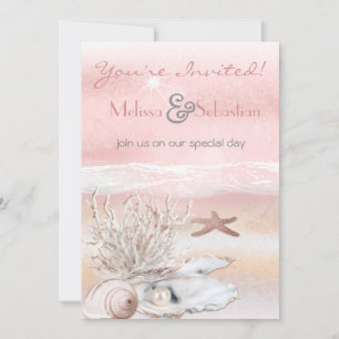 Dream Shore Beach Peach Wedding Invite