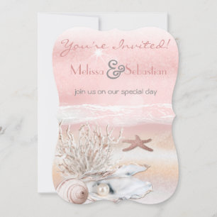 Dream Shore Beach Peach Wedding Invite