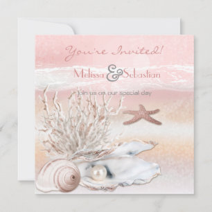 Dream Shore Beach Peach Wedding Invite