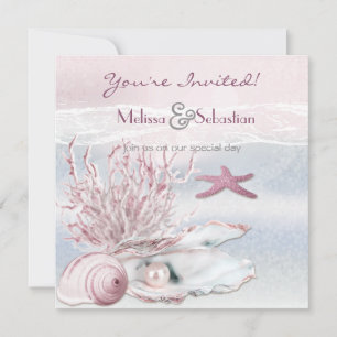 Dream Shore Beach Pink Wedding Invite