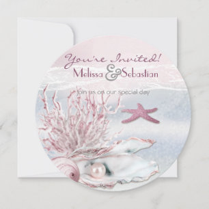 Dream Shore Beach Pink Wedding Invite