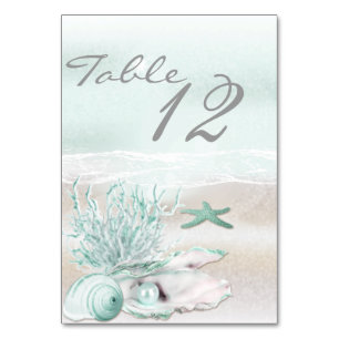 Dream Shore Beach Seafoam Green Wedding Table Card