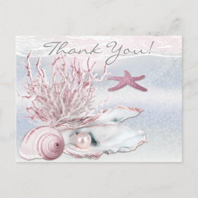 Dream Shore Beach Soft Pink Thank You Postcard (Front)