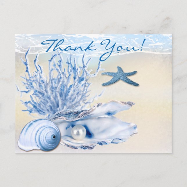 Dream Shore Beach Very Blue Thank You Postcard (Front)
