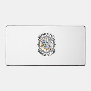 Dream Sleepy Surreal Cat Funny Cat Lover Design - Desk Mat